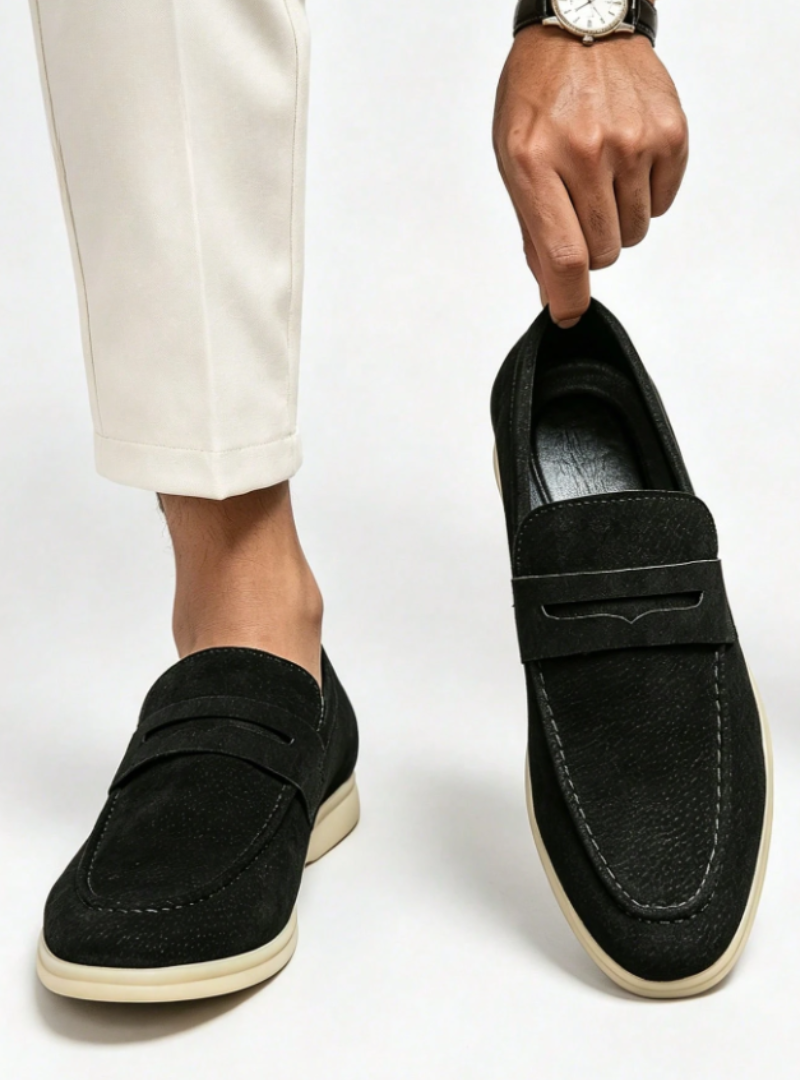 Mocassins à enfiler empeigne unie et bride décorative homme – Montaigne