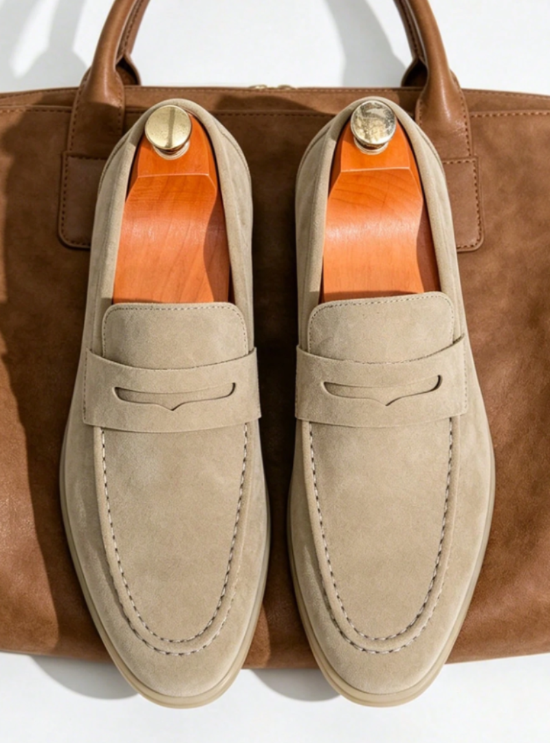 Mocassins à enfiler empeigne unie et bride décorative homme – Montaigne
