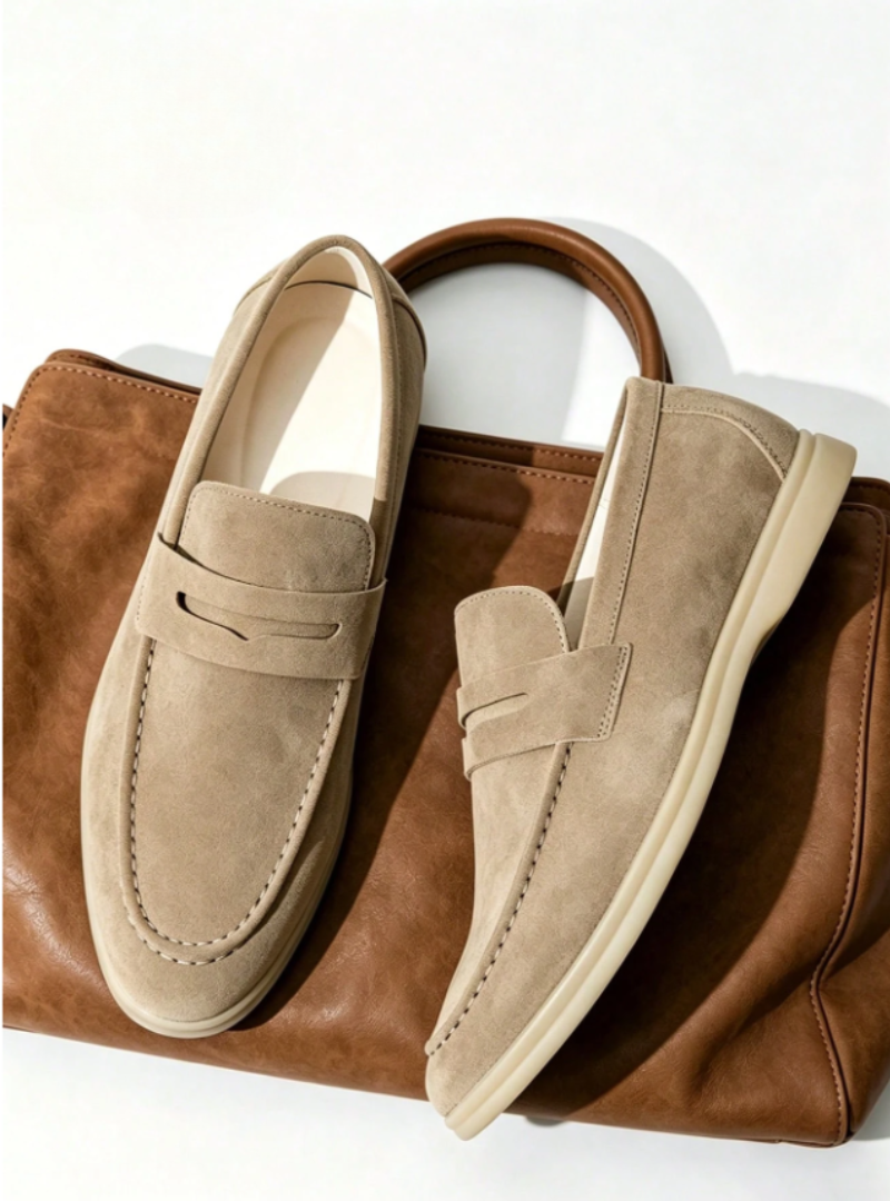 Mocassins à enfiler empeigne unie et bride décorative homme – Montaigne