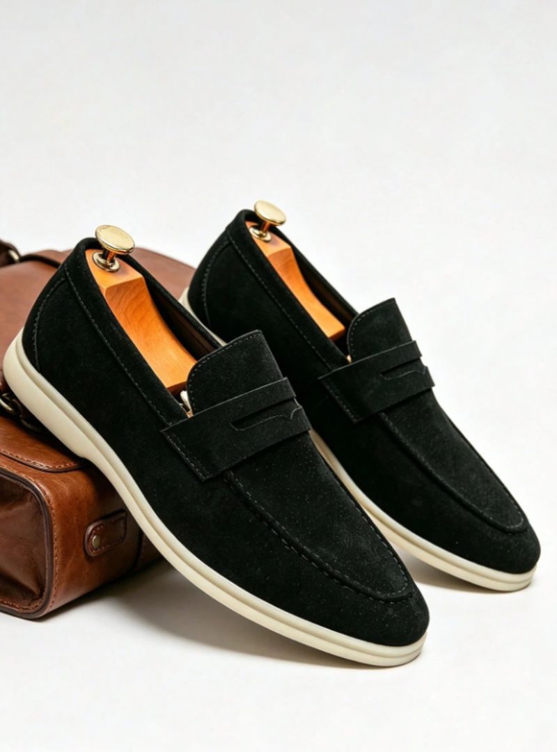 Mocassins à enfiler empeigne unie et bride décorative homme – Montaigne