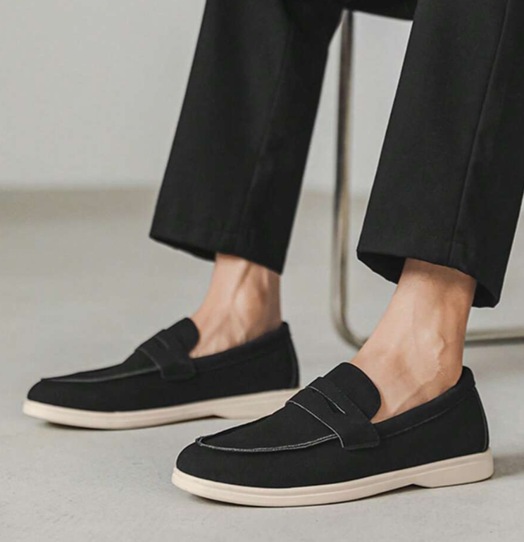 Mocassins à plateau cousu bandeau décoratif semelle fine homme – Locmariaquer