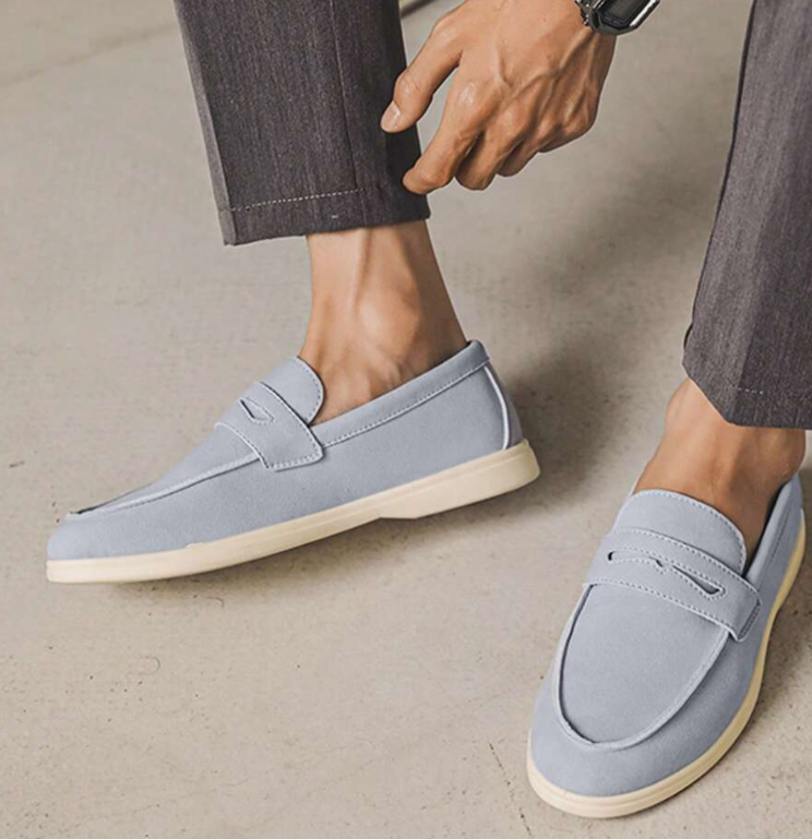 Mocassins à plateau cousu bandeau décoratif semelle fine homme – Locmariaquer
