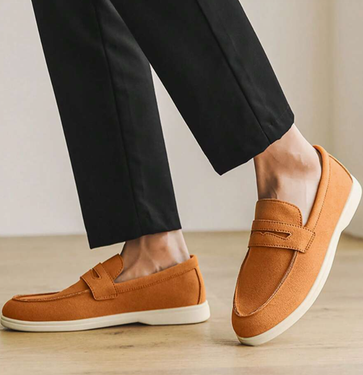 Mocassins à plateau cousu bandeau décoratif semelle fine homme – Locmariaquer