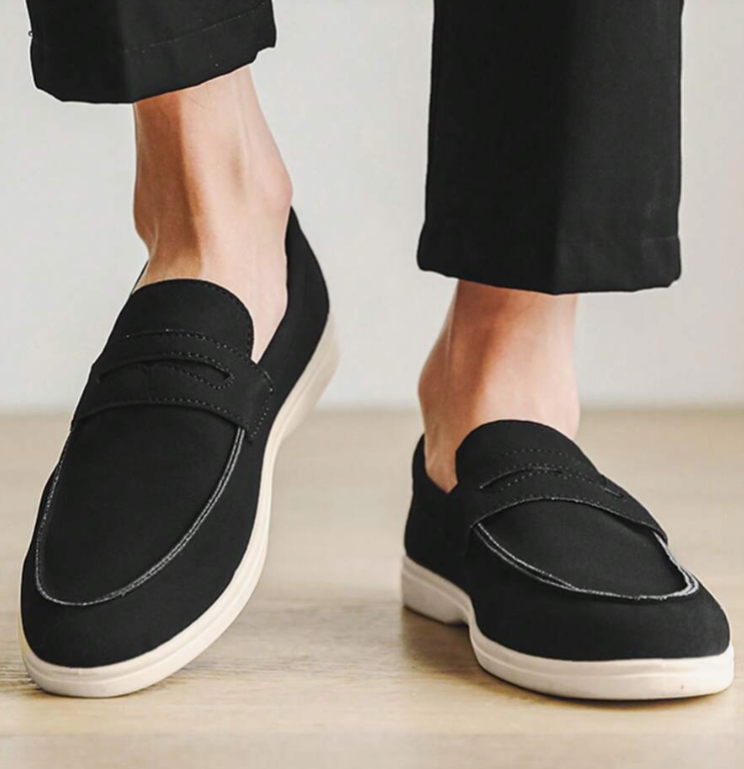 Mocassins à plateau cousu bandeau décoratif semelle fine homme – Locmariaquer