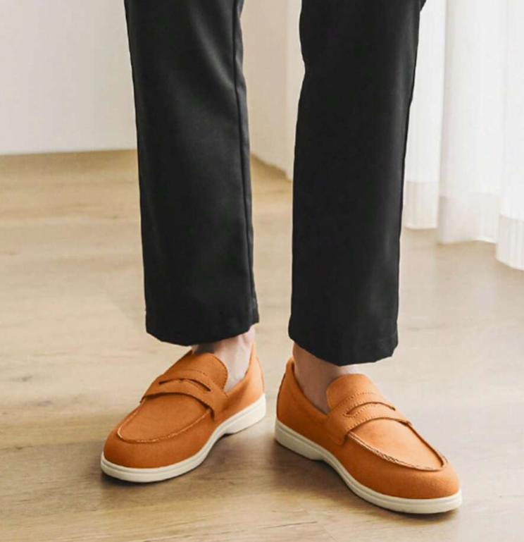 Mocassins à plateau cousu bandeau décoratif semelle fine homme – Locmariaquer