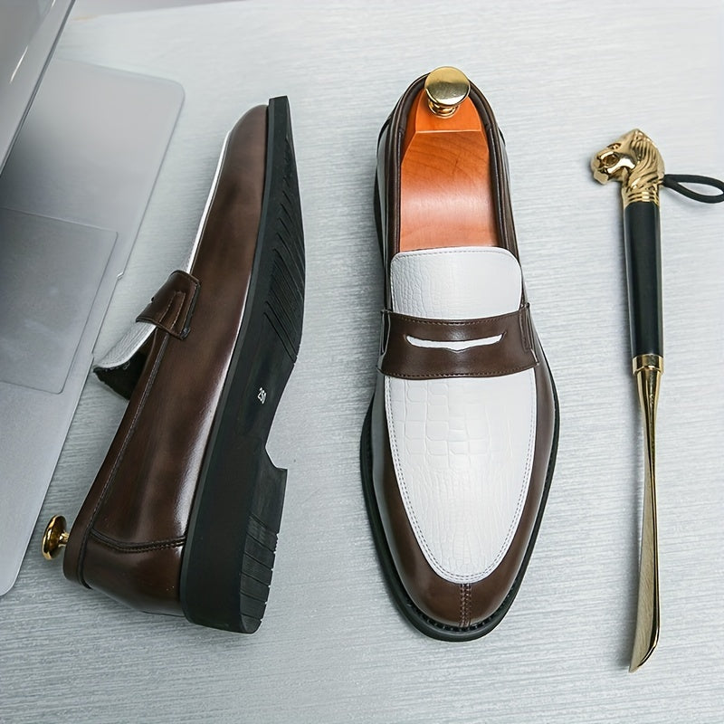 Mocassins bicolores empeigne texturée bride décorative homme – Semur