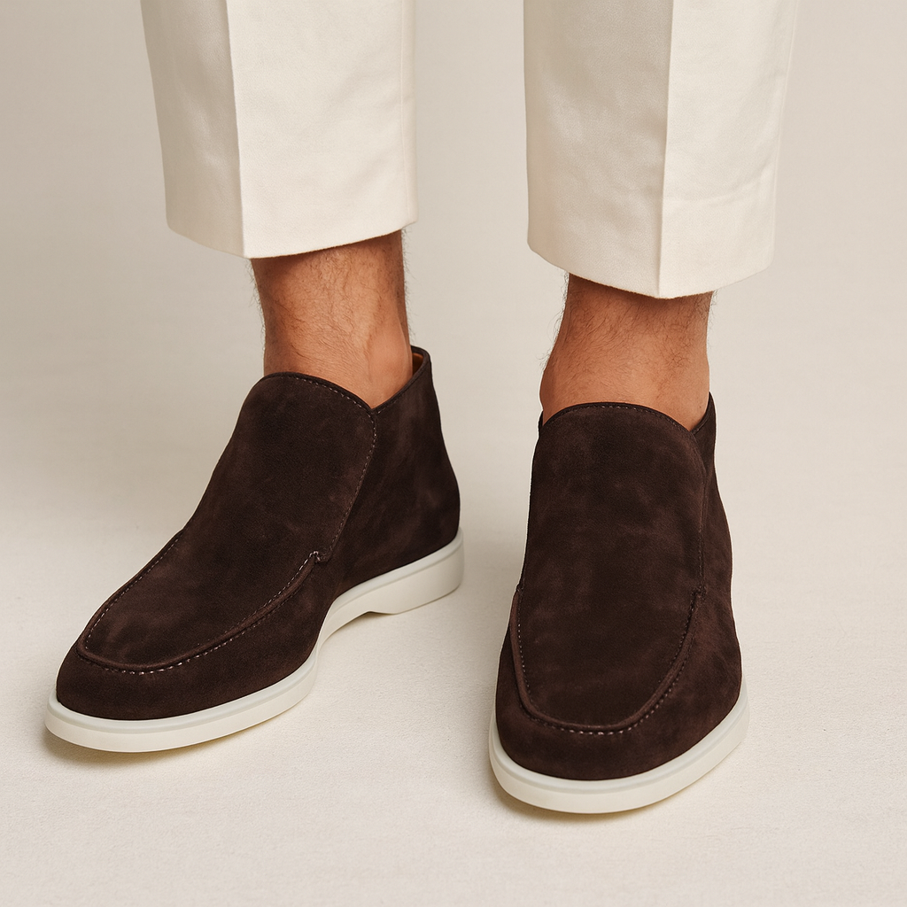 Mocassins montants à enfiler bout arrondi coutures apparentes semelle basse homme – Orthez
