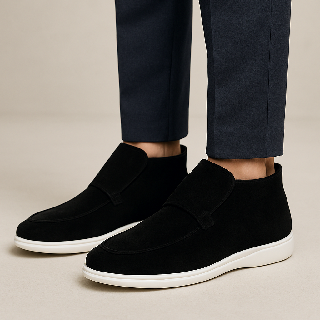 Mocassins montants à enfiler bout arrondi coutures apparentes semelle basse homme – Orthez