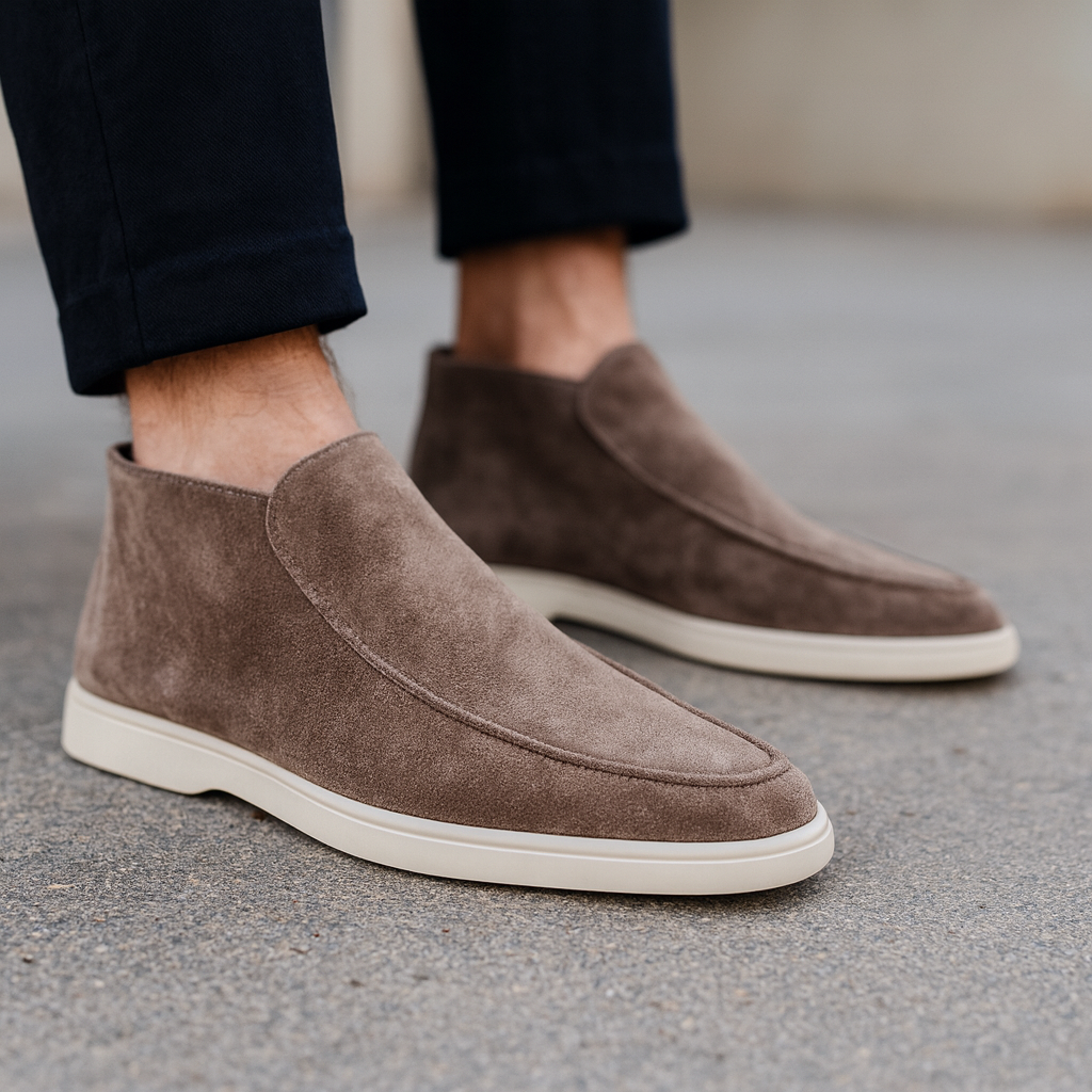 Mocassins montants à enfiler bout arrondi coutures apparentes semelle basse homme – Orthez