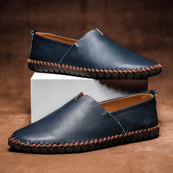 Mocassins à enfiler texturés coutures contrastées semelle crantée homme – Vézelais