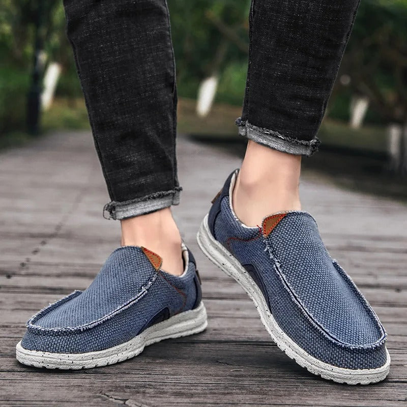 Mocassins en toile légère sans lacets semelle plate homme – Beaugency