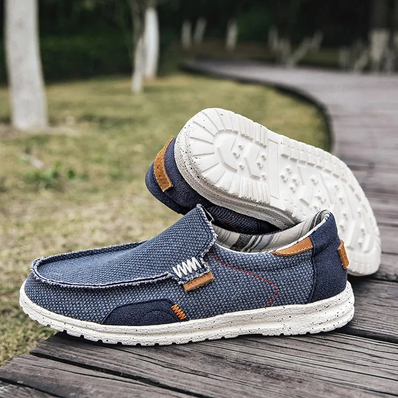Mocassins en toile légère sans lacets semelle plate homme – Beaugency
