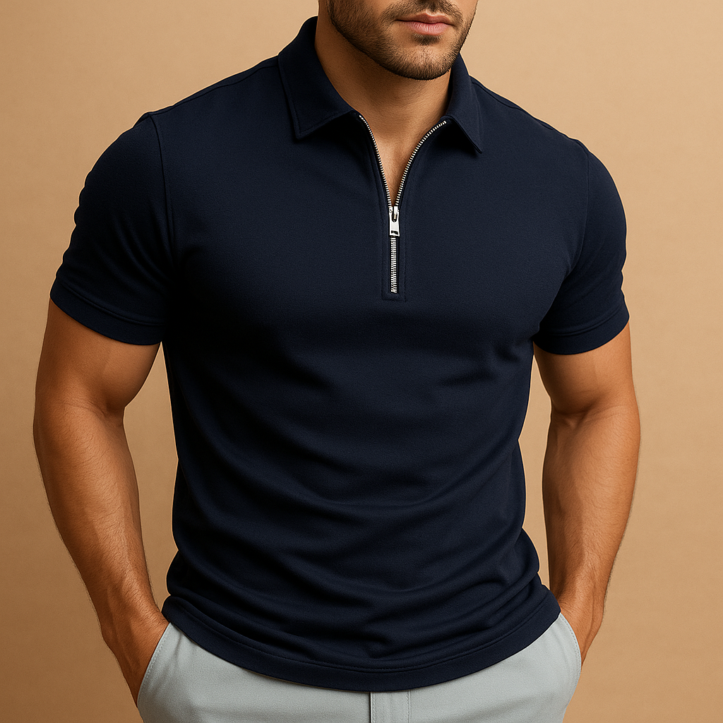 Polo zippé coupe slim moderne respirant smart casual homme – Bellême