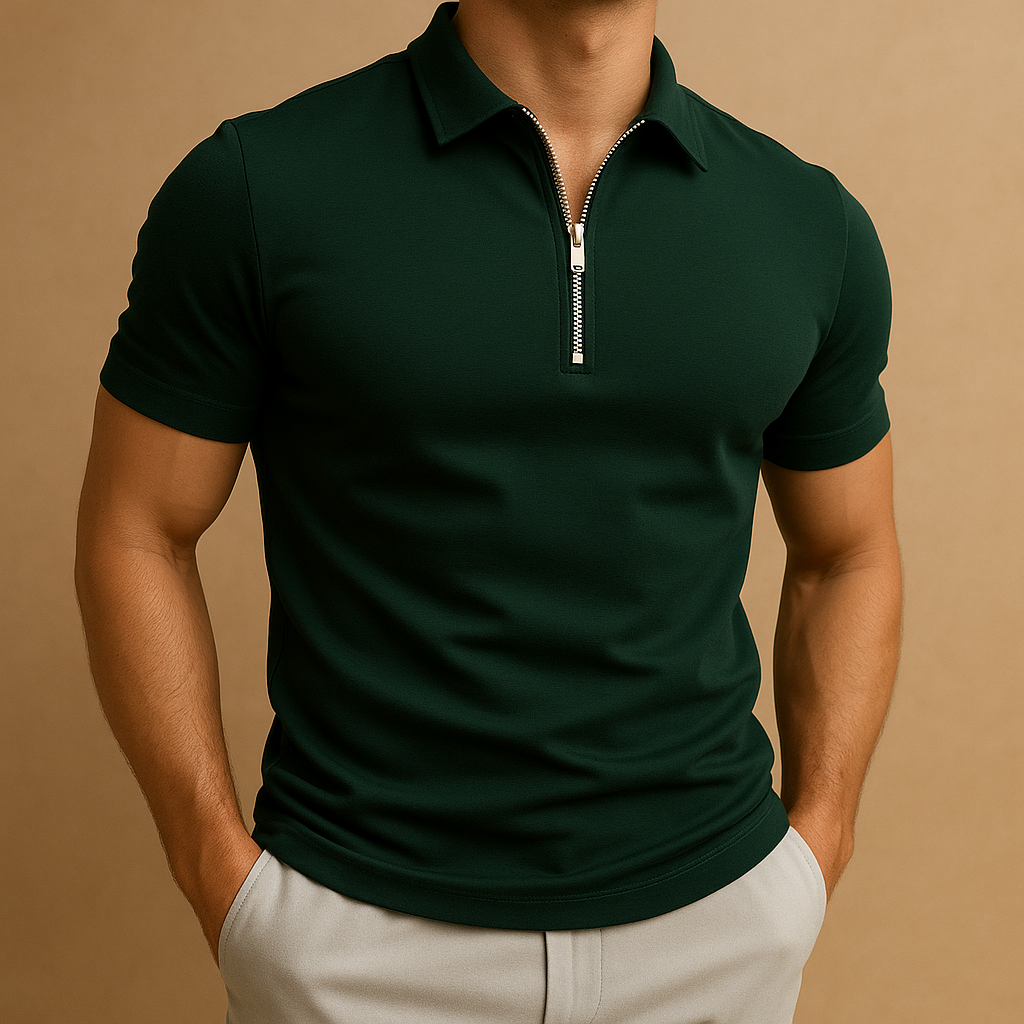 Polo zippé coupe slim moderne respirant smart casual homme – Bellême