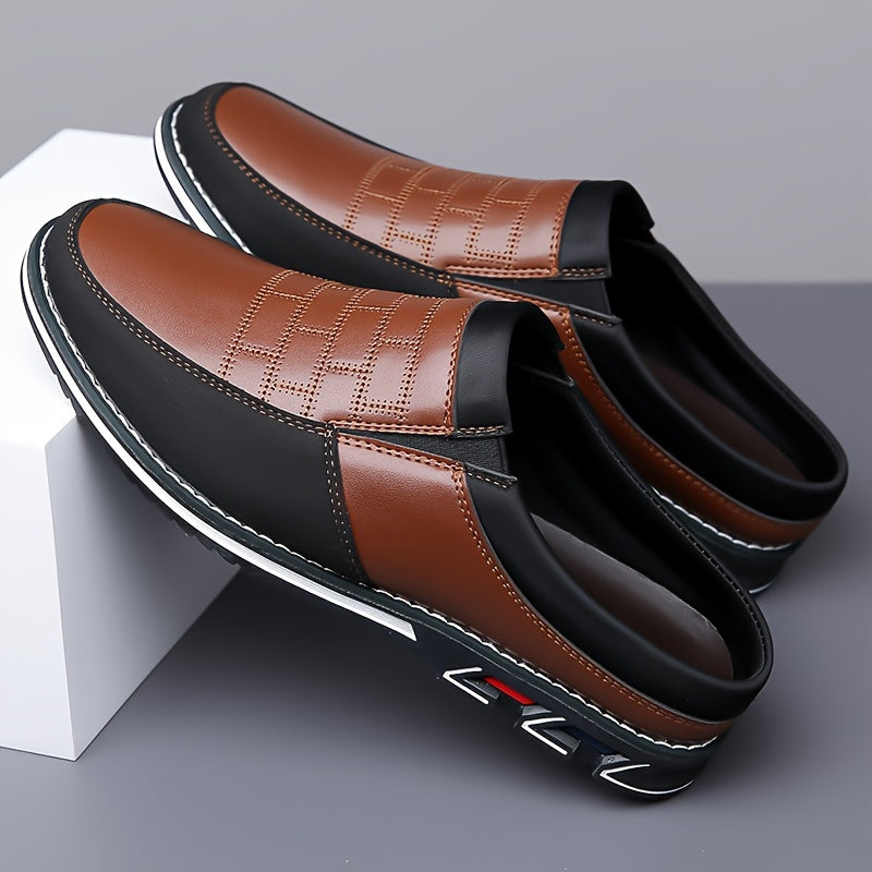 Mules bicolores à enfiler perforations décoratives homme – Gizeux