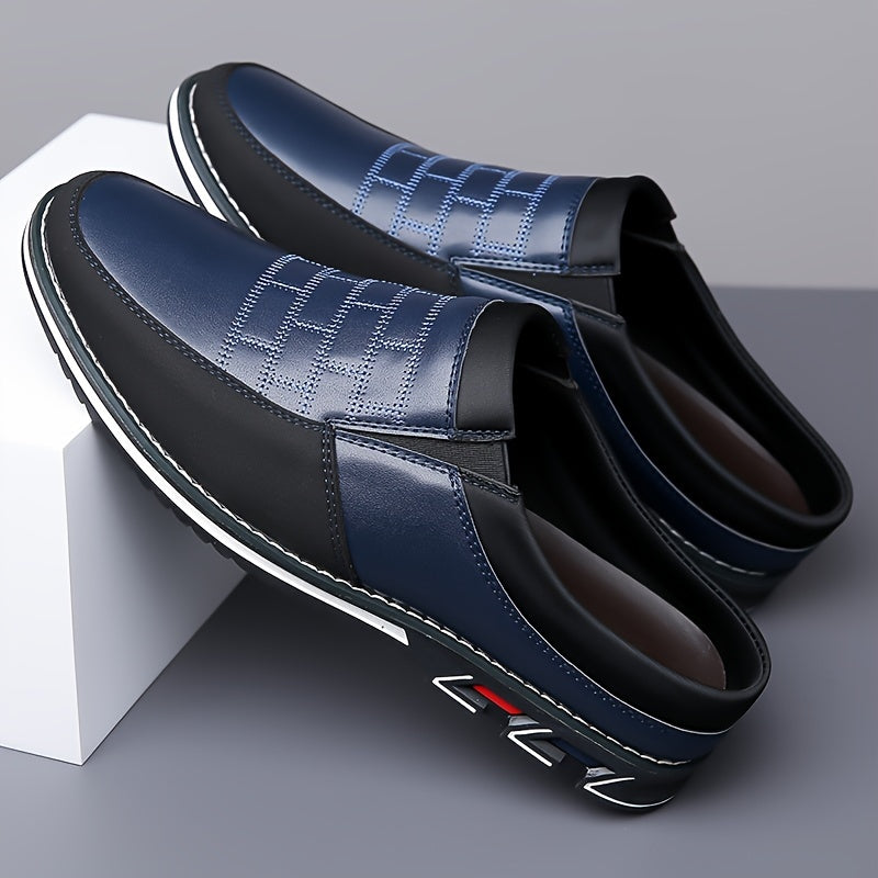 Mules bicolores à enfiler perforations décoratives homme – Gizeux