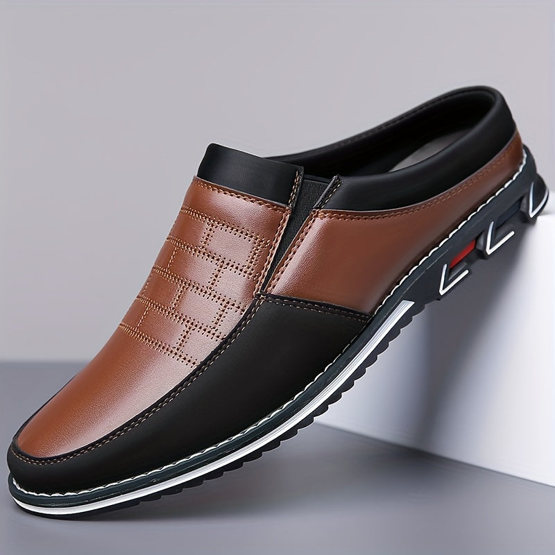 Mules bicolores à enfiler perforations décoratives homme – Gizeux