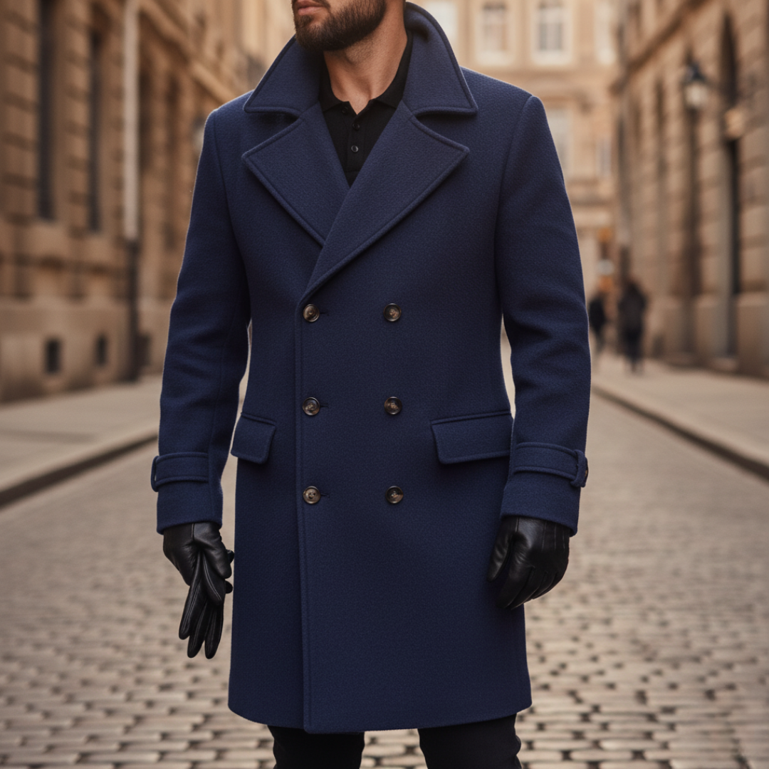 Manteau classique aspect lainage à revers