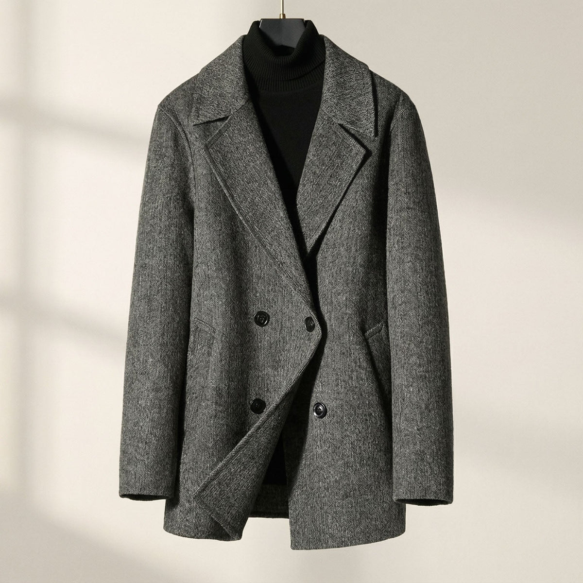 Manteau croisé aspect lainage revers crantés