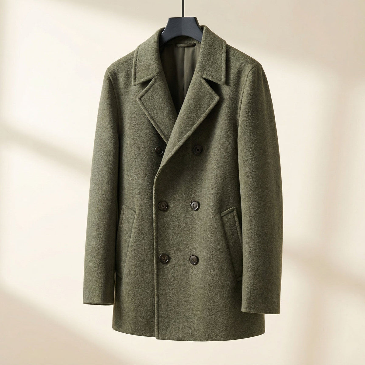 Manteau croisé aspect lainage revers crantés