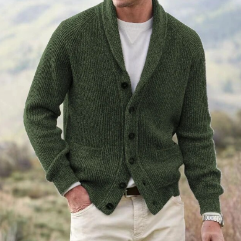 Cardigan en laine col V boutonné maille chaude homme – Savigny