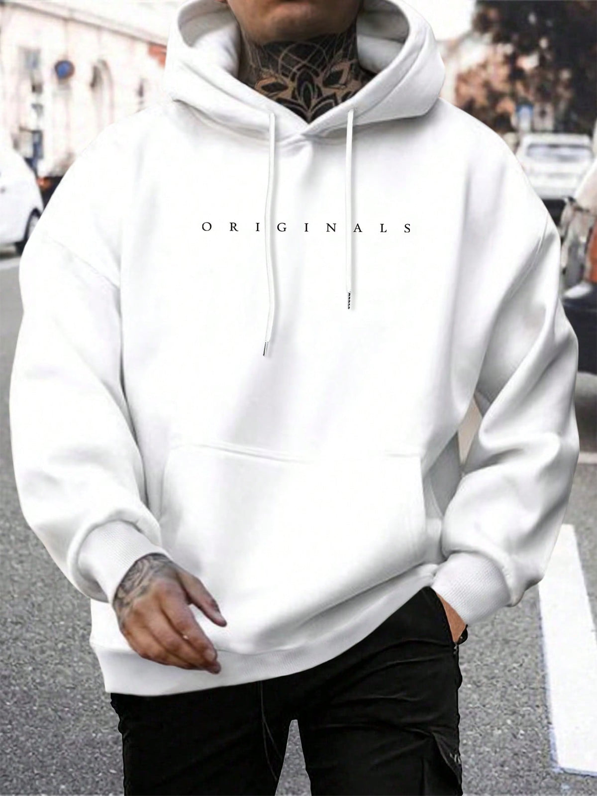 Sweat à capuche oversize imprimé lettré urbain finition soignée homme – Tannay