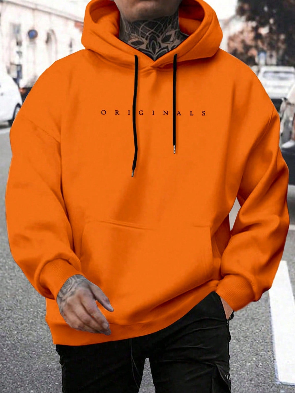 Sweat à capuche oversize imprimé lettré urbain finition soignée homme – Tannay