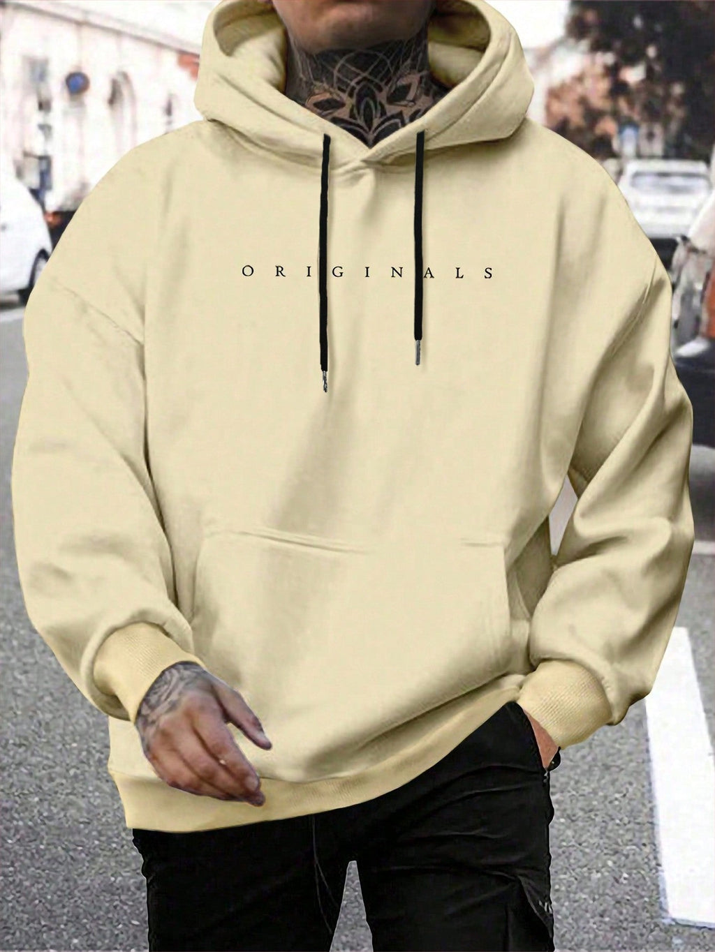 Sweat à capuche oversize imprimé lettré urbain finition soignée homme – Tannay