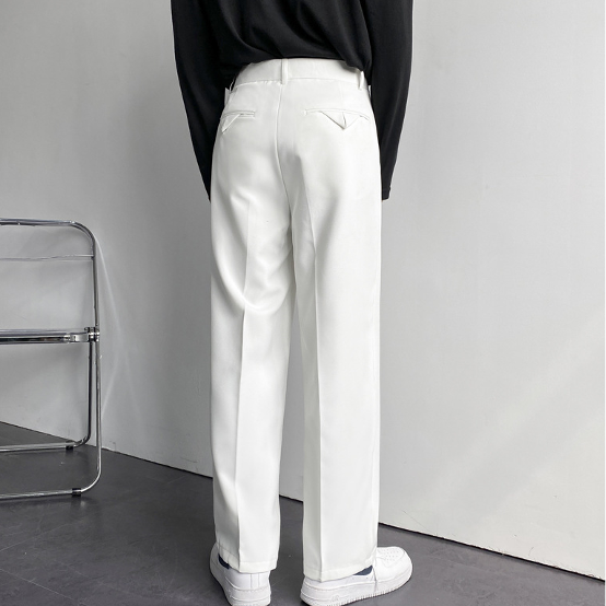 Pantalon à plis taille à passants coupe droite boutonné homme – Combourg