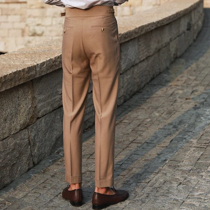 Pantalon taille haute à pinces avec revers au style intemporel homme – Mazarine