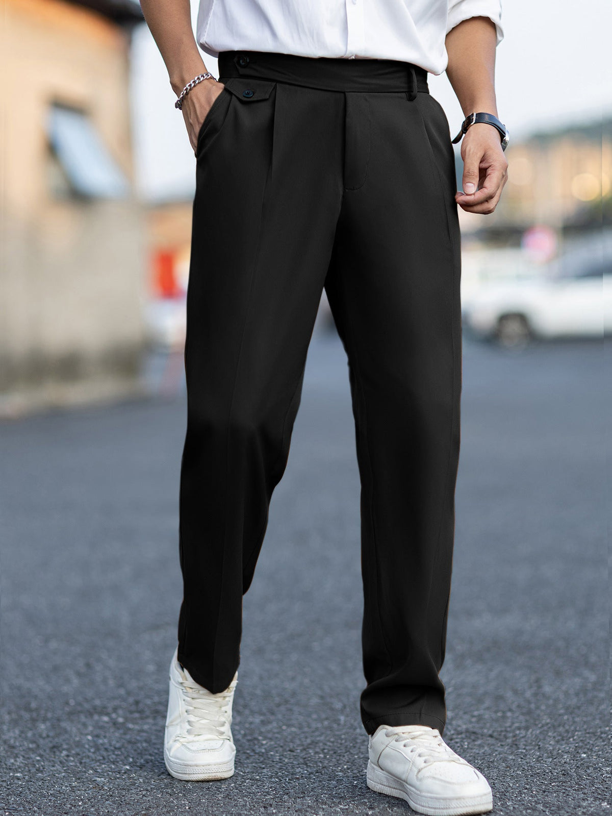 Pantalon à fermeture croisée pli central pour le quotidien homme – Comps