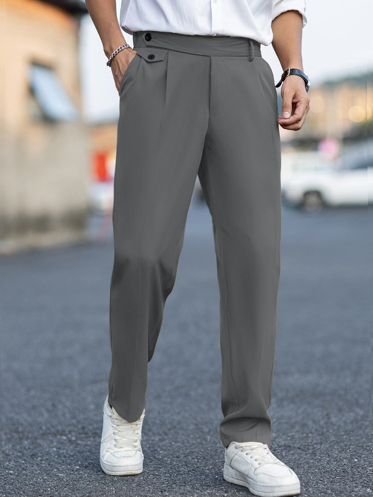 Pantalon à fermeture croisée pli central pour le quotidien homme – Comps