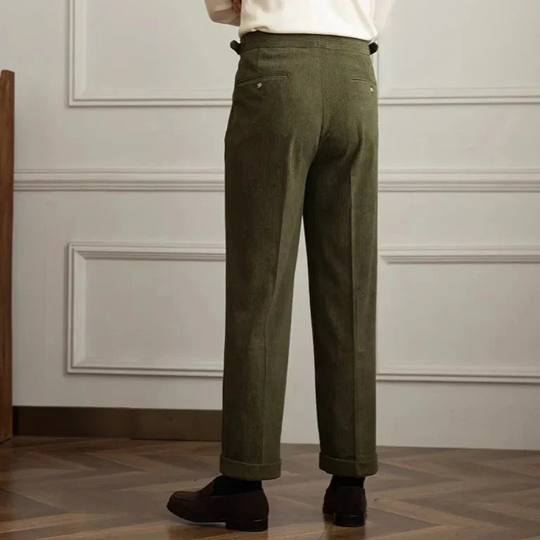 Pantalon à pinces en velours côtelé coupe droite homme – Fontenay