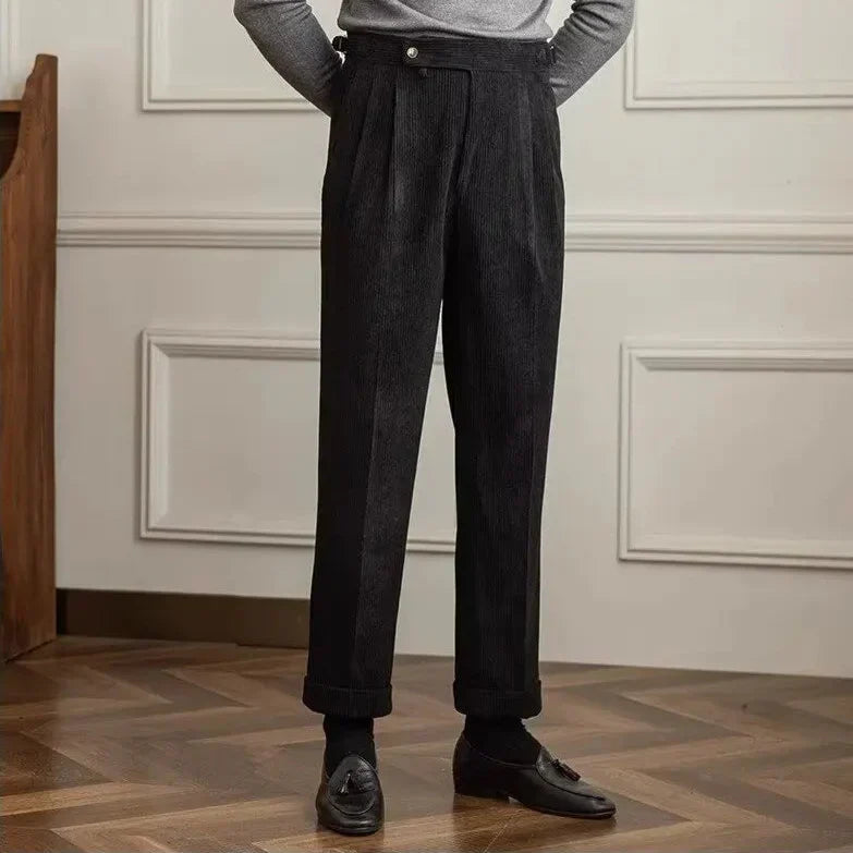 Pantalon à pinces en velours côtelé coupe droite homme – Fontenay