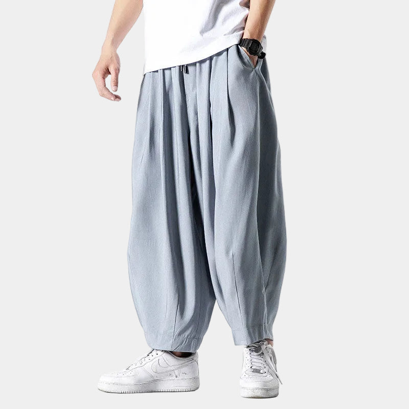 Pantalon taille élastique coupe ample à plis au style intemporel homme – Vars