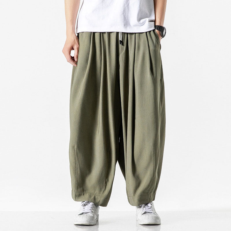 Pantalon taille élastique coupe ample à plis au style intemporel homme – Vars