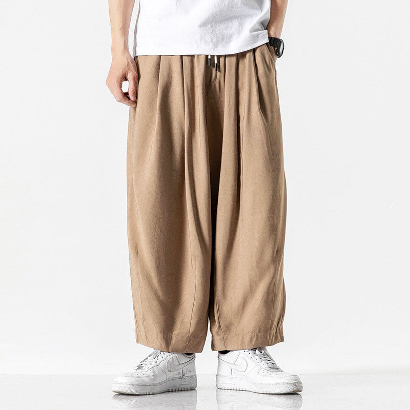 Pantalon taille élastique coupe ample à plis au style intemporel homme – Vars