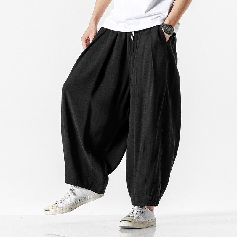 Pantalon taille élastique coupe ample à plis au style intemporel homme – Vars