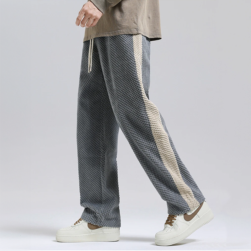 Pantalon texturé à cordon de serrage contrasté et bande latérale coupe décontractée homme – Labenne