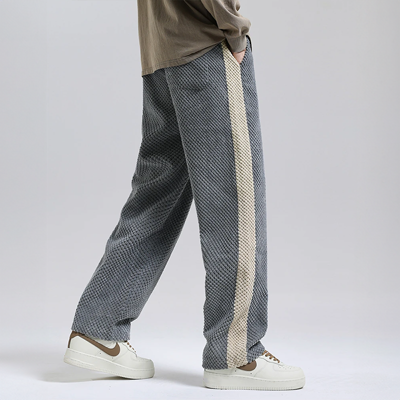 Pantalon texturé à cordon de serrage contrasté et bande latérale coupe décontractée homme – Labenne