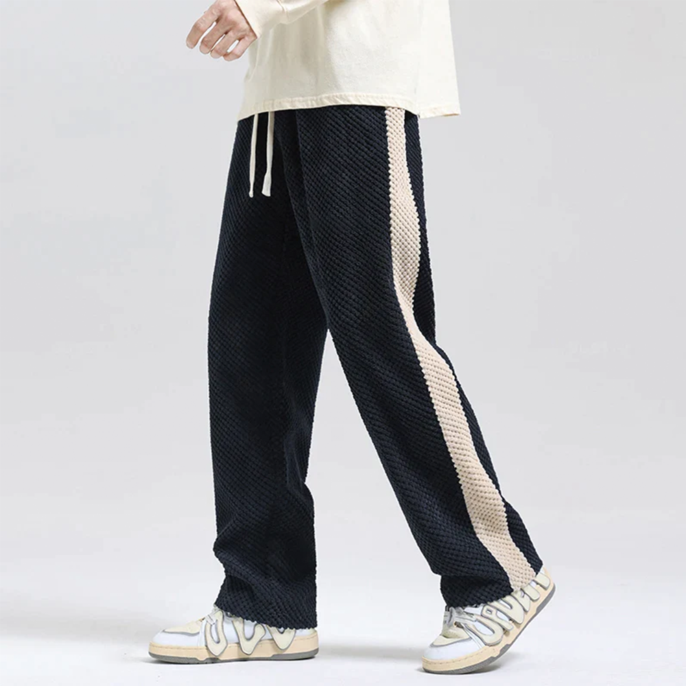 Pantalon texturé à cordon de serrage contrasté et bande latérale coupe décontractée homme – Labenne