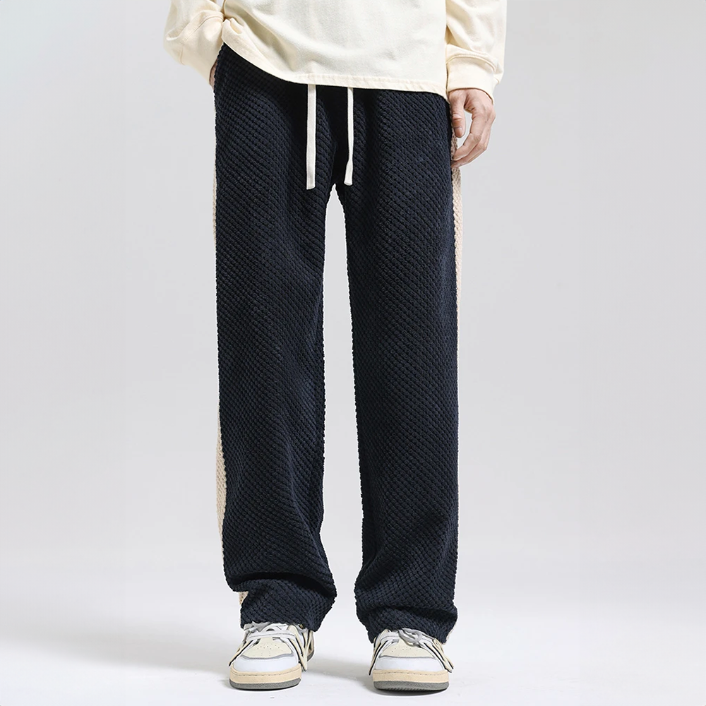 Pantalon texturé à cordon de serrage contrasté et bande latérale coupe décontractée homme – Labenne