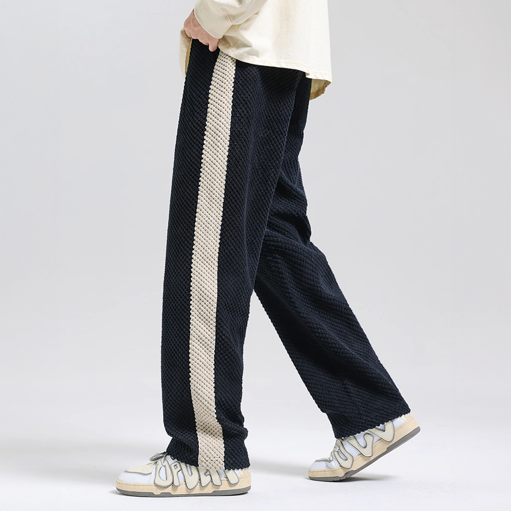 Pantalon texturé à cordon de serrage contrasté et bande latérale coupe décontractée homme – Labenne