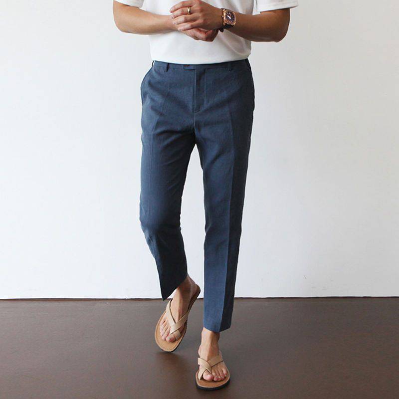 Pantalon coupe droite fermeture boutonnée passants de ceinture homme – Octeville