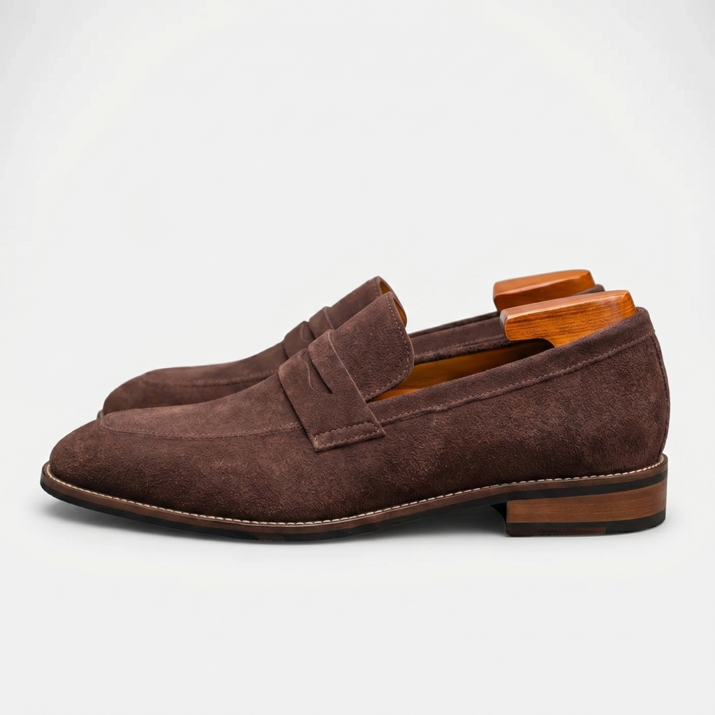 Mocassins penny en daim classiques à enfiler finition soignée homme – Serrant