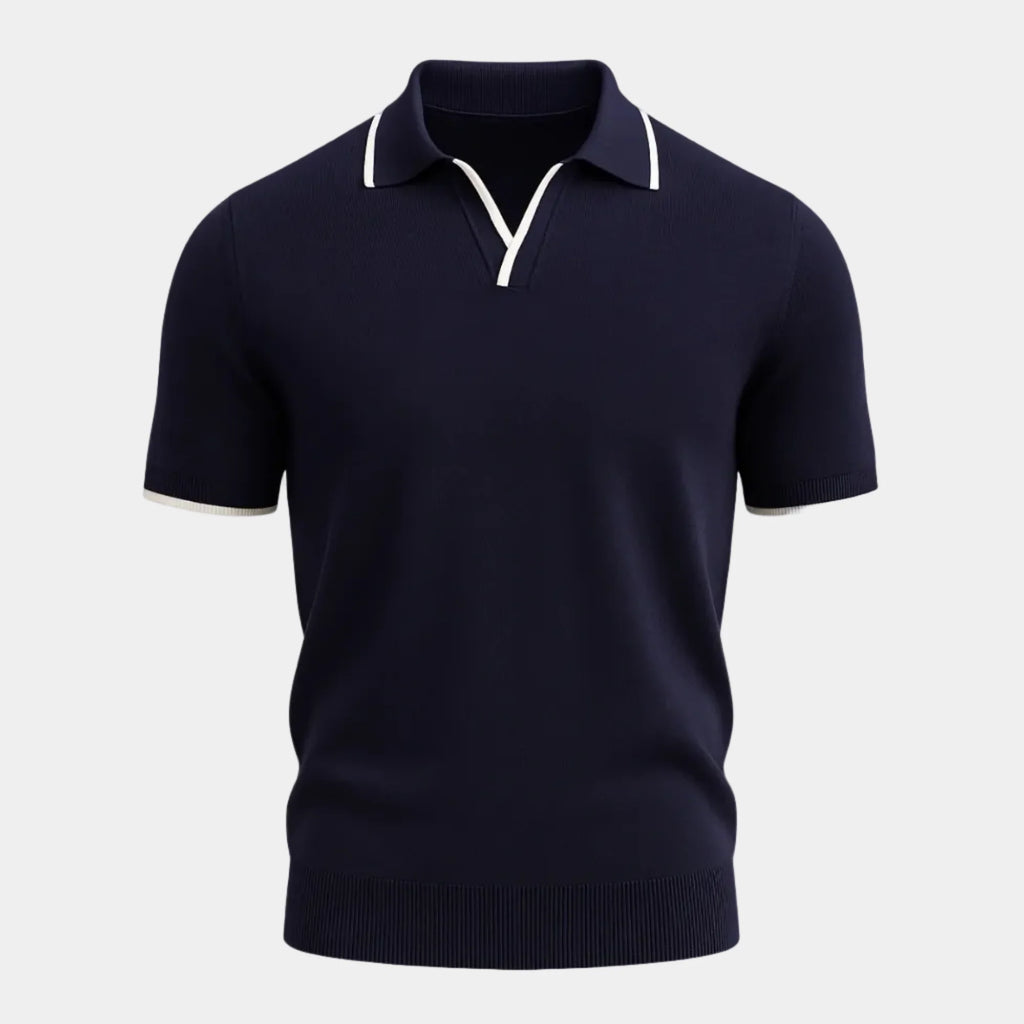 Polo en maille col ouvert sans boutons manches courtes homme – Ouessant