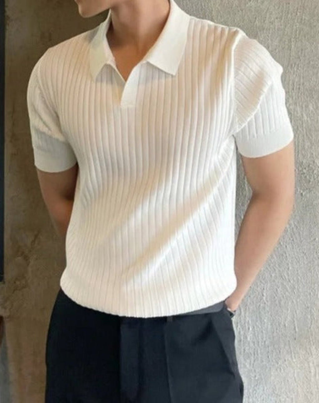 Polo manches courtes en maille côtelée au style intemporel homme – Beaumarchais