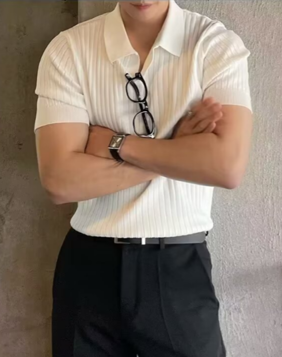 Polo manches courtes en maille côtelée au style intemporel homme – Beaumarchais