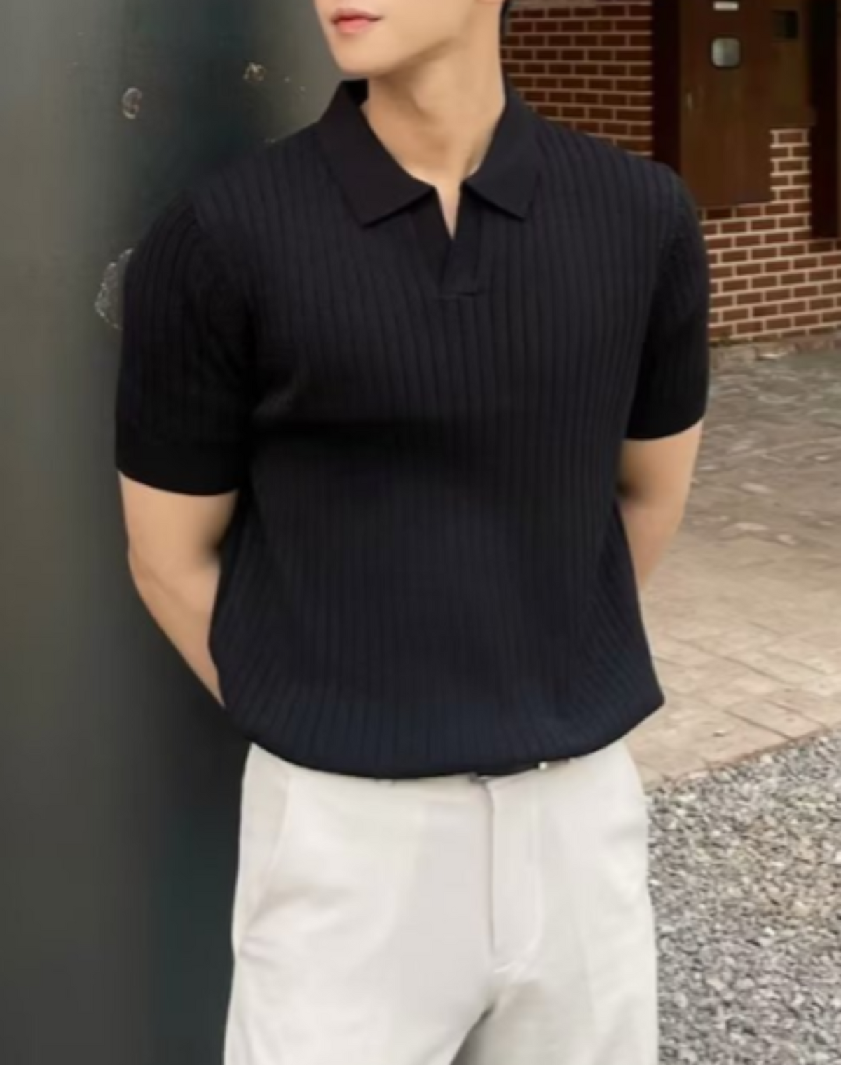 Polo manches courtes en maille côtelée au style intemporel homme – Beaumarchais