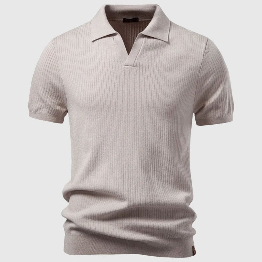 Polo en maille côtelée col ouvert manches courtes homme – Pouilly